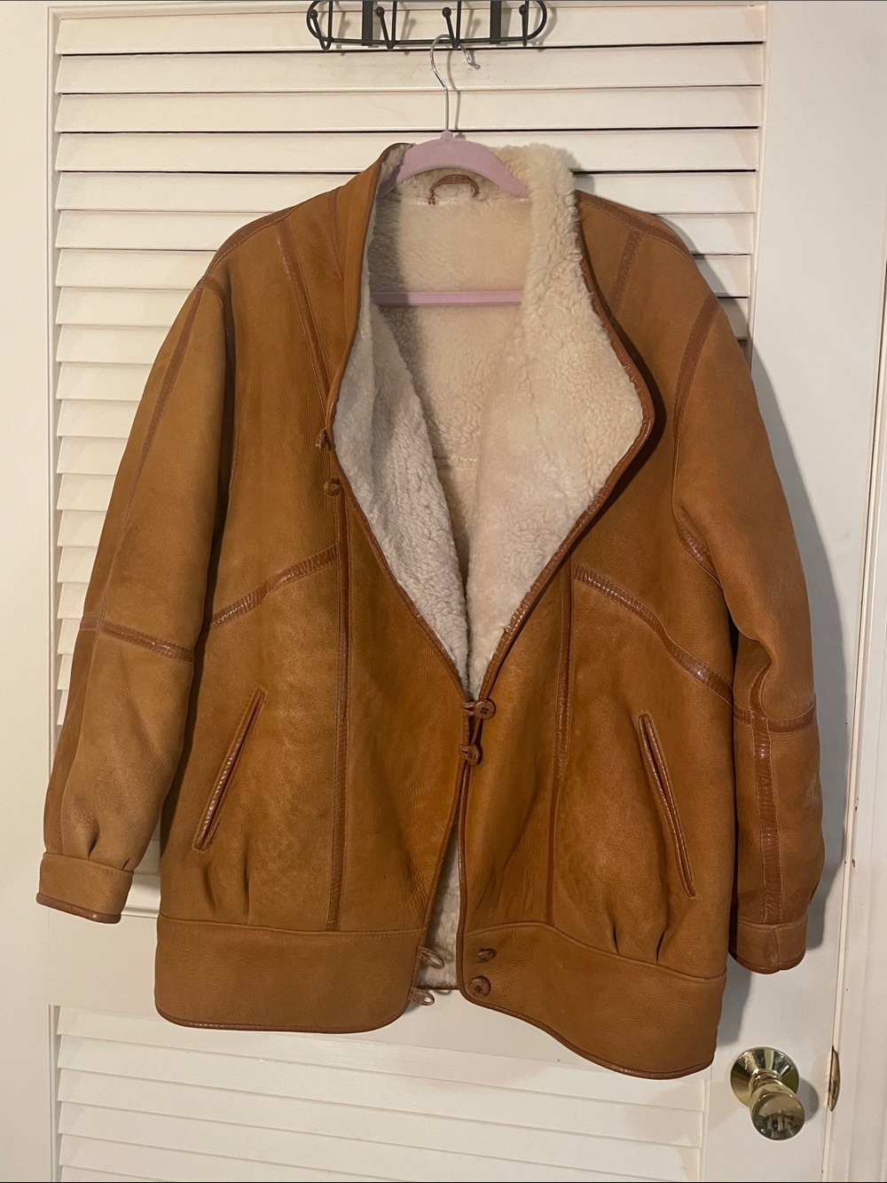 Wallace Sacks Iconic Shearling Lined Caramel Leather Detail Leather Jacket